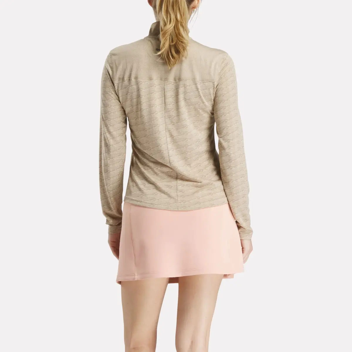 Damen-Golfpullover mit langen Ärmeln, Engineered Vector Jacquard und 1/4-Reißverschluss Damen-Golfpullover mit langen Ärmeln, Engineered Vector Jacquard und 1/4-Reißverschluss