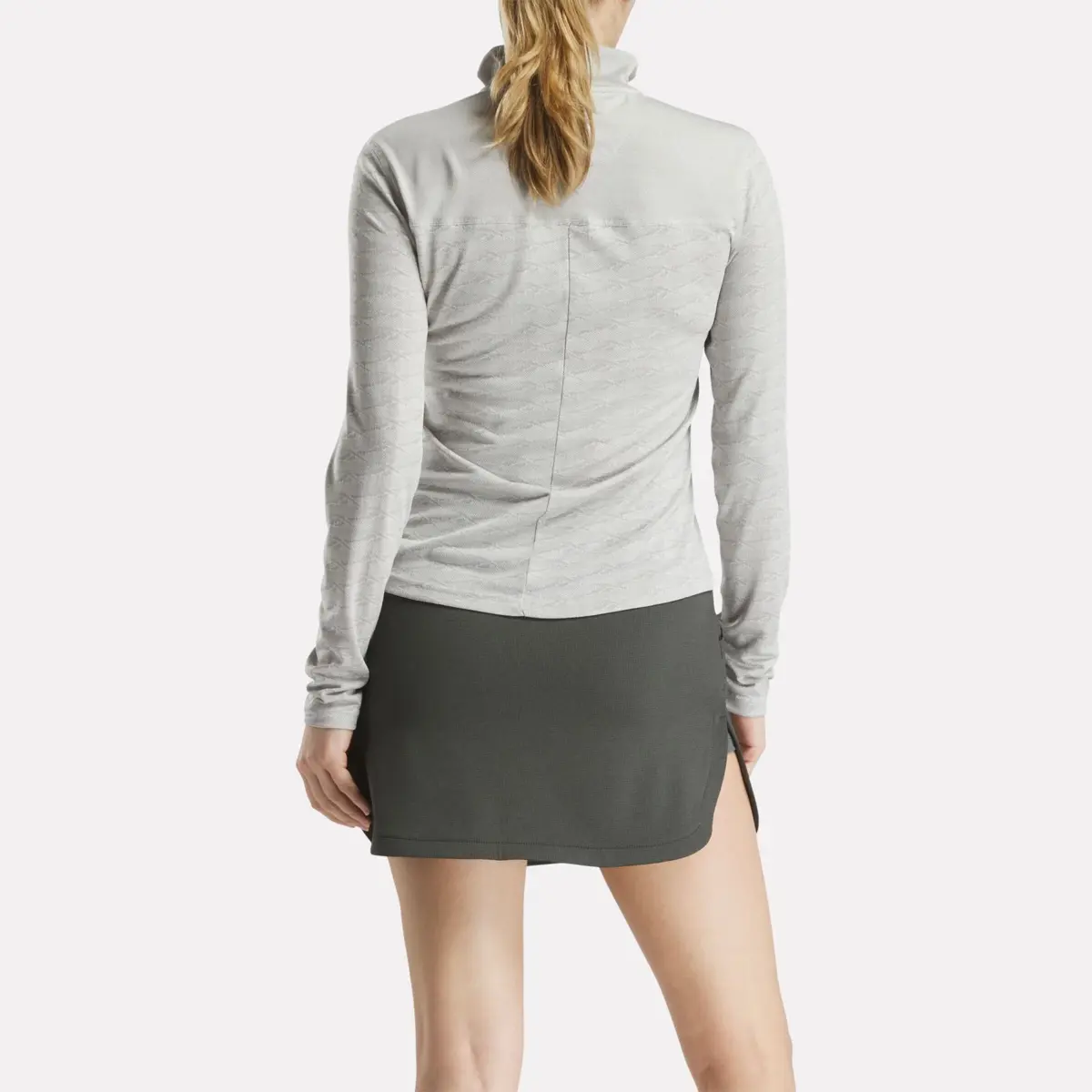 Damen-Golfpullover mit langen Ärmeln, Engineered Vector Jacquard und 1/4-Reißverschluss Damen-Golfpullover mit langen Ärmeln, Engineered Vector Jacquard und 1/4-Reißverschluss