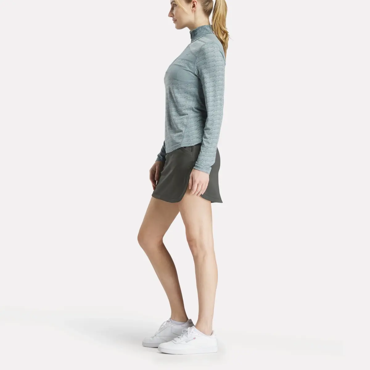 Damen-Golfpullover mit langen Ärmeln, Engineered Vector Jacquard und 1/4-Reißverschluss Damen-Golfpullover mit langen Ärmeln, Engineered Vector Jacquard und 1/4-Reißverschluss