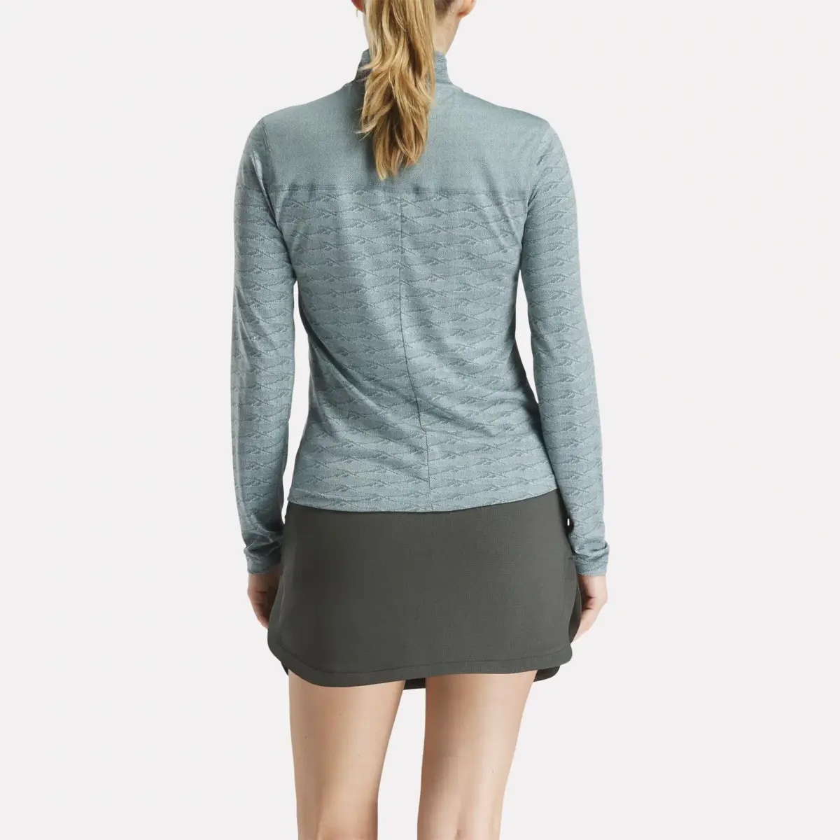 Damen-Golfpullover mit langen Ärmeln, Engineered Vector Jacquard und 1/4-Reißverschluss Damen-Golfpullover mit langen Ärmeln, Engineered Vector Jacquard und 1/4-Reißverschluss