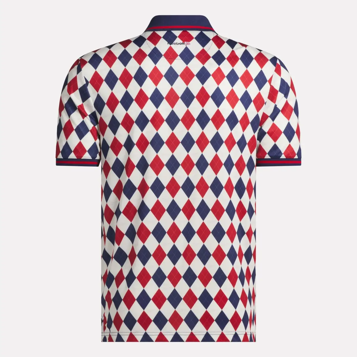 Herren-Kurzarm-Polohemd mit Argyle-Print und geripptem Saum Herren-Kurzarm-Polohemd mit Argyle-Print und geripptem Saum