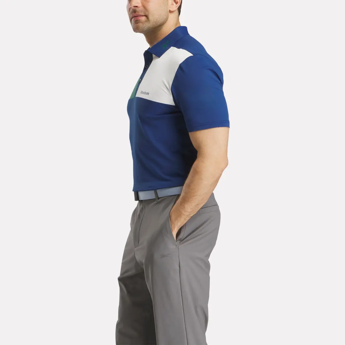 Herren-Polohemd mit gebondetem Kragen und Farbblock