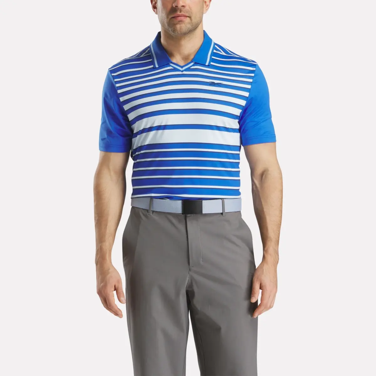 Herren-Pullover-Polohemd mit kurzen Ärmeln, Streifen und Kragen mit Zipp Herren-Pullover-Polohemd mit kurzen Ärmeln, Streifen und Kragen mit Zipp