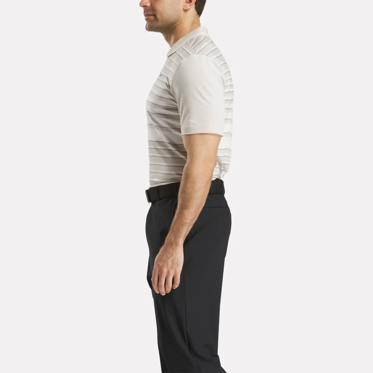 Herren-Pullover-Polohemd mit kurzen Ärmeln, Streifen und Kragen mit Zipp