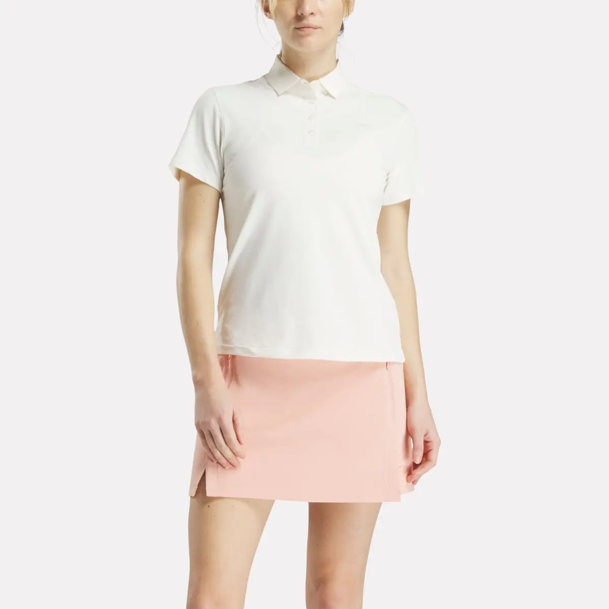 Kurzärmeliges Stretch-Piqué-Poloshirt mit Knopfleiste für Damen