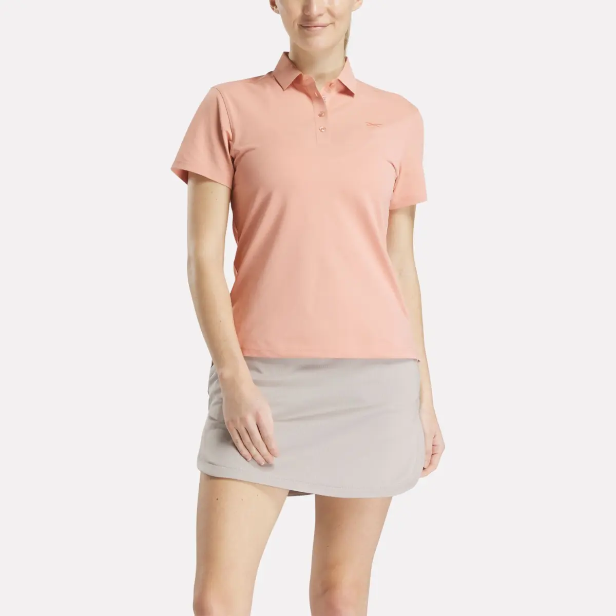 Kurzärmeliges Stretch-Piqué-Poloshirt mit Knopfleiste für Damen